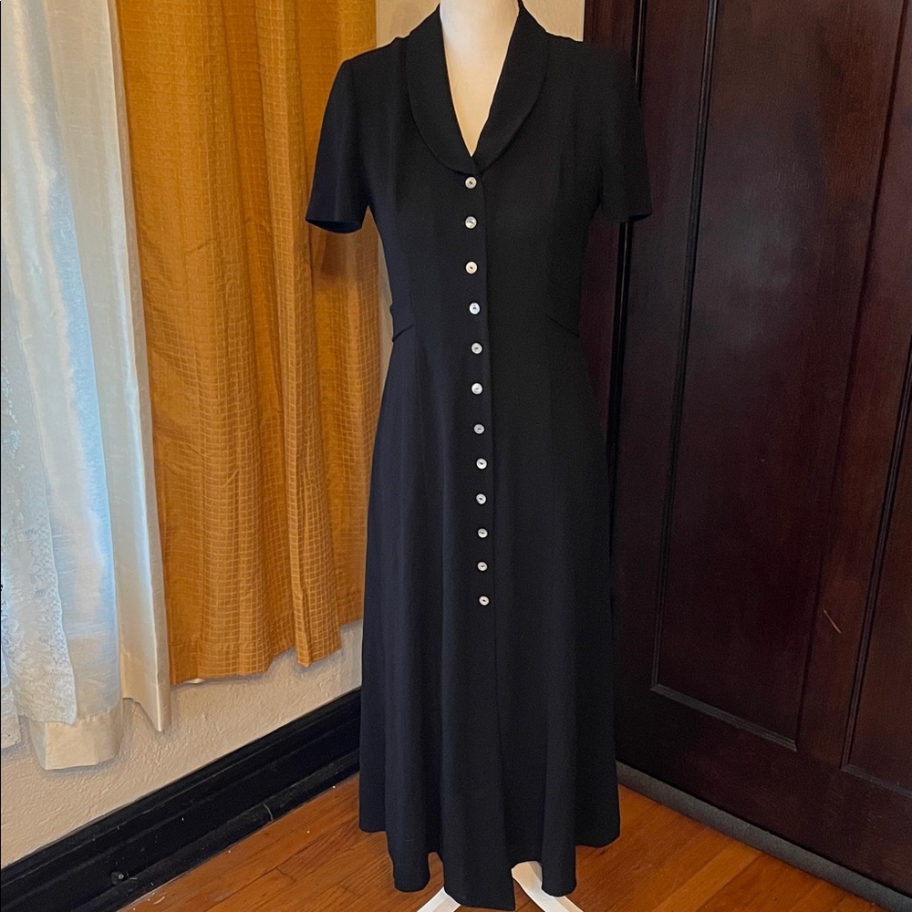 Vintage David Warren Black Maxi Dress Size 6 Petite